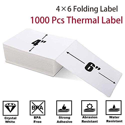 Phomemo Thermische Direct Shipping Labels, 1000 stuks, 4 x 6 cm, zelfklevend thermisch verzendlabelpapier, geschikt voor expresbedrijven, compatibel met desktoplabelprinters, 1000 vouwetiketten