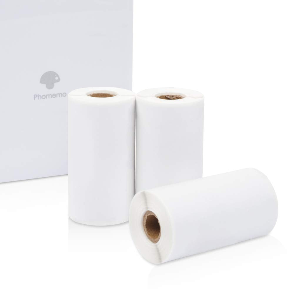 Phomemo Adhesive Transparent Thermal Film 53mm x 3.5m Long-Term Preservation for Phomemo M02 / M02S / M03 / M04S Portable Bluetooth Pocket Mobile Printer, 3-Rolls