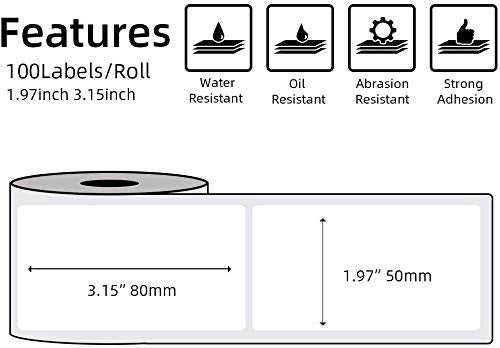 Phomemo 6 Rolls Label M110 Label,1.97''x3.15''(50x80mm), Multi-Purpose Self-Adhesive Thermal Label for Phomemo M110/M200/M120/M220/M221 Label Maker, 100 Labels/Roll,6 Rolls Multifunctional Labels