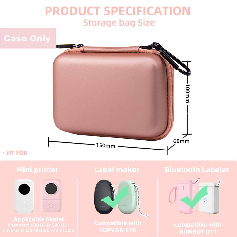 Phomemo D30 D35 Label Marker Case Compatible with NIIMBOT D11 SUPVAN E10/JADENS D110/Marklife P11 Label Printer, Carrying Bag Storage Holder for Mini Smart Label Maker Label Printer Hard Shell Bag