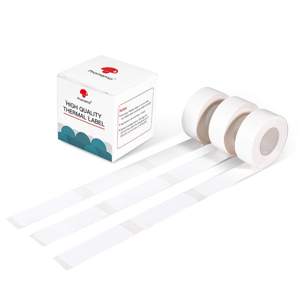 Phomemo Adhesive Labels for D30 Portable Thermal Bluetooth Label Maker, 1/2''X2 1/4'' (14mm X 60mm) 110 Labels/Roll, D30 Thermal Printing Label Paper, 3 Roll,White