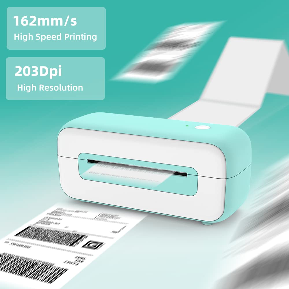 Thermal Label Printer, USB Shipping Label Printer 4x6, Commercial Direct Desktop Label Printer for Small Busines, Compatible with Amazon, Ebay, Shopify, Etsy, UPS, USPS, FedEx, DHL (Green)