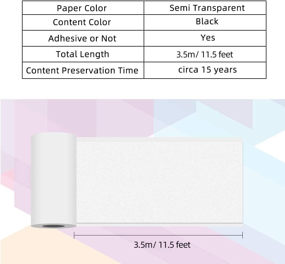 Phomemo Semi-Transparent Printer Paper (Width:53mm) Self Adhesive Sticker Printer Rolls For Phomemo M02 M02S M02-Pro M03 Sticker Manufacturer, 3-in-1 Set