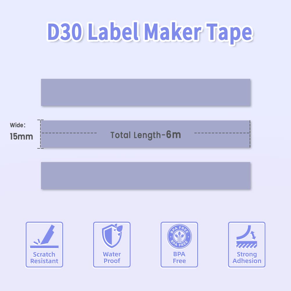 Phomemo D30 Continuous Label Tape - Purple Label Tapes, Thermal Labels for Kitchen, Files, Address, Gift and etc, 3 Rolls