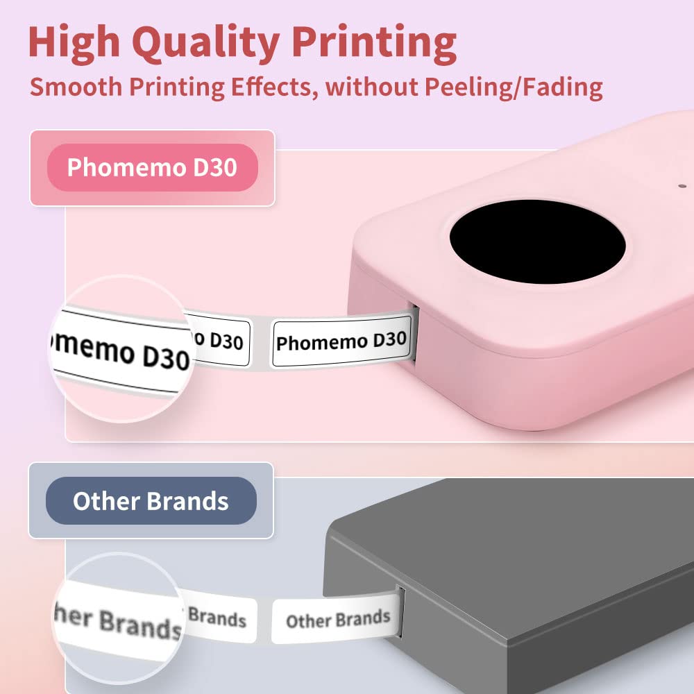 Phomemo D30 Bluetooth Label Printer - Monochrome, Portable, Rechargeable, Compatible with iOS & Android