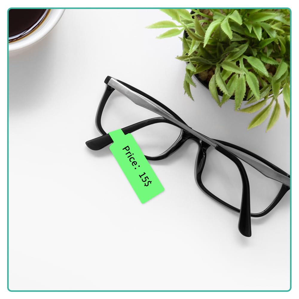 Phomemo tags M110 M120 M200 M220 M221 tags, Build Jewelry Tags, Water Cutter Cable Tags, Award Tags, Terminal Tags, 25mm*38mm + 40mm, 100 Tags/Roll, Green