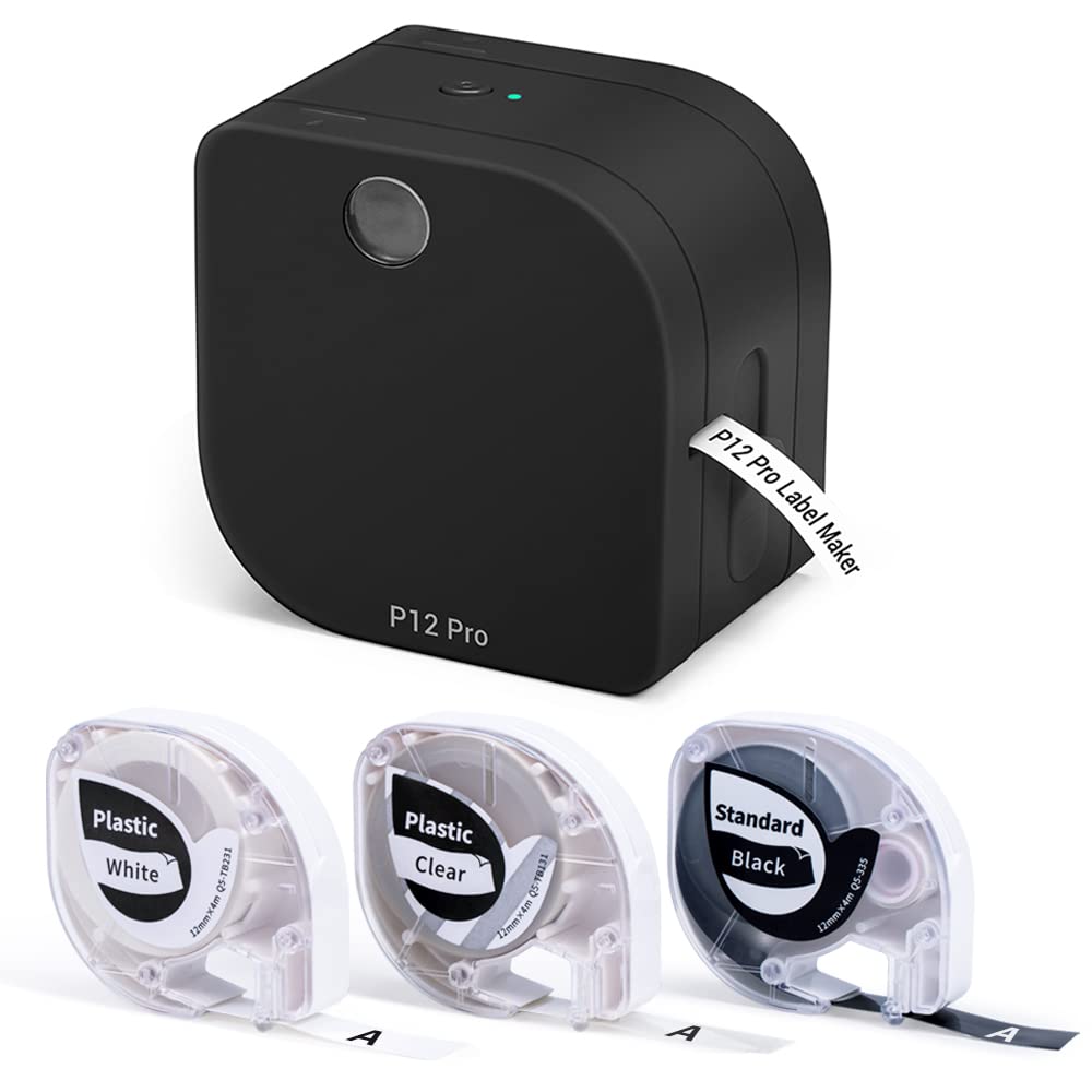 Phomemo Black Label Makers, P12 Pro Label Makers Compatible with iOS and Android System