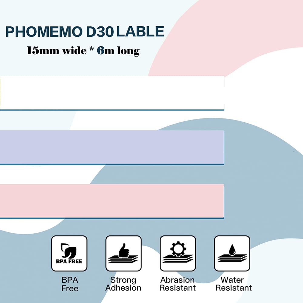 Phomemo D30 ci?g?a ta?ma etykietowa - fioletowa r¨®?owa bia?a ta?ma etykietowa, 3 rolki