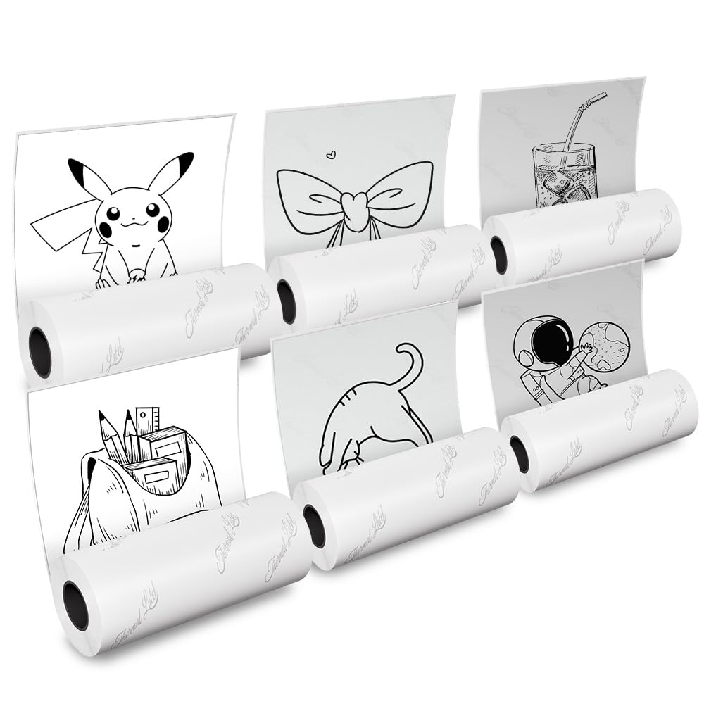 Phomemo Printerpapier, set van 6 stuks, zelfklevend, transparant, wit, semi-transparant, thermisch printerpapier voor Phomemo M02PRO, T02, M02, M02S, M03, M03AS, M04S