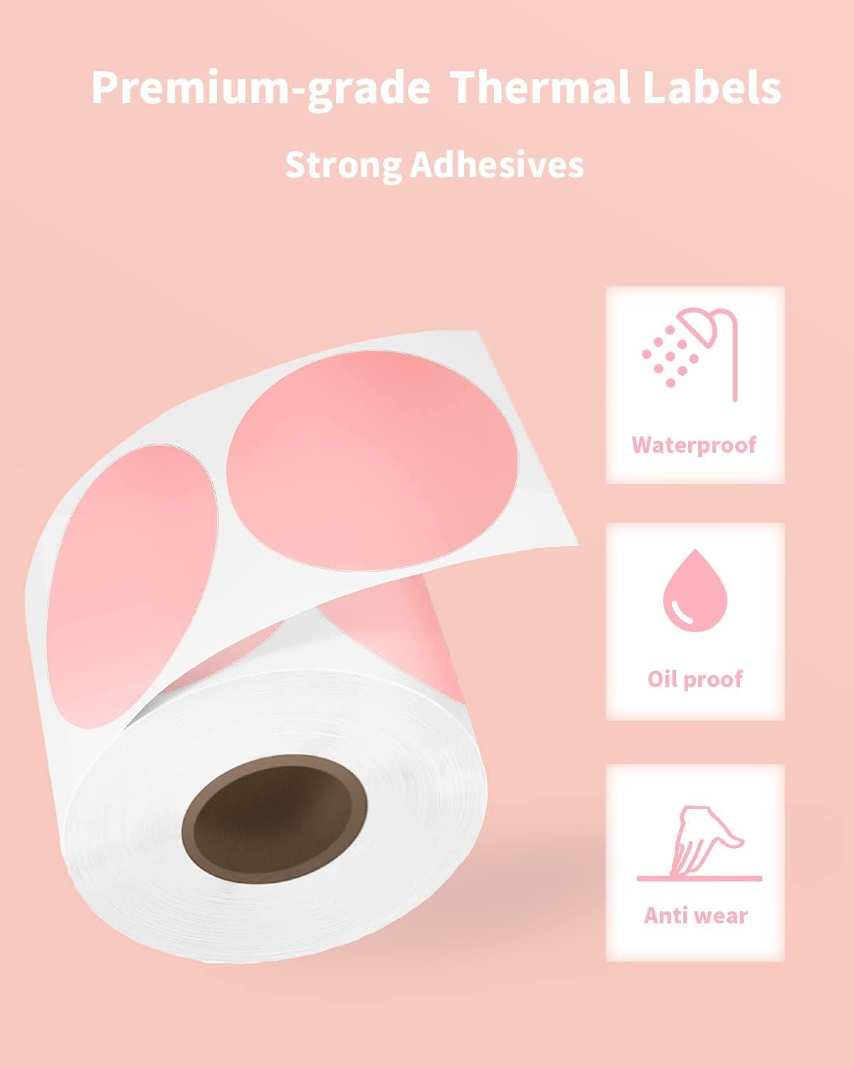 éTiquettes D'ExpéDition Rondes Roses De 50'' * 50'' Pour Imprimante D'éTiquettes D'ExpéDition 4xl, éTiquettes Autocollantes Pour Imprimante Thermique, Compatibles Avec Munbyn, Phomemo, Polono, Sans Bpa