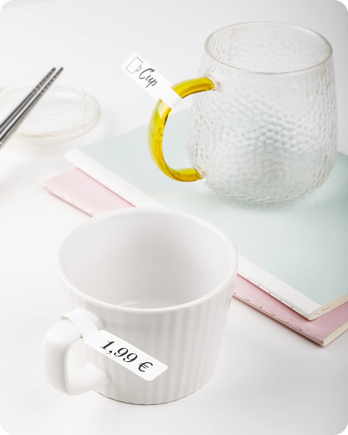 Phomemo Adhesive Cable Labels for Phomemo M120/M220/M110/M200 Label Printers, Thermal Labels, Stickers, Paper for Cable, 25 x 38-40 mm (0.98 x 1.5-1.57 inch), 100 Labels/Roll