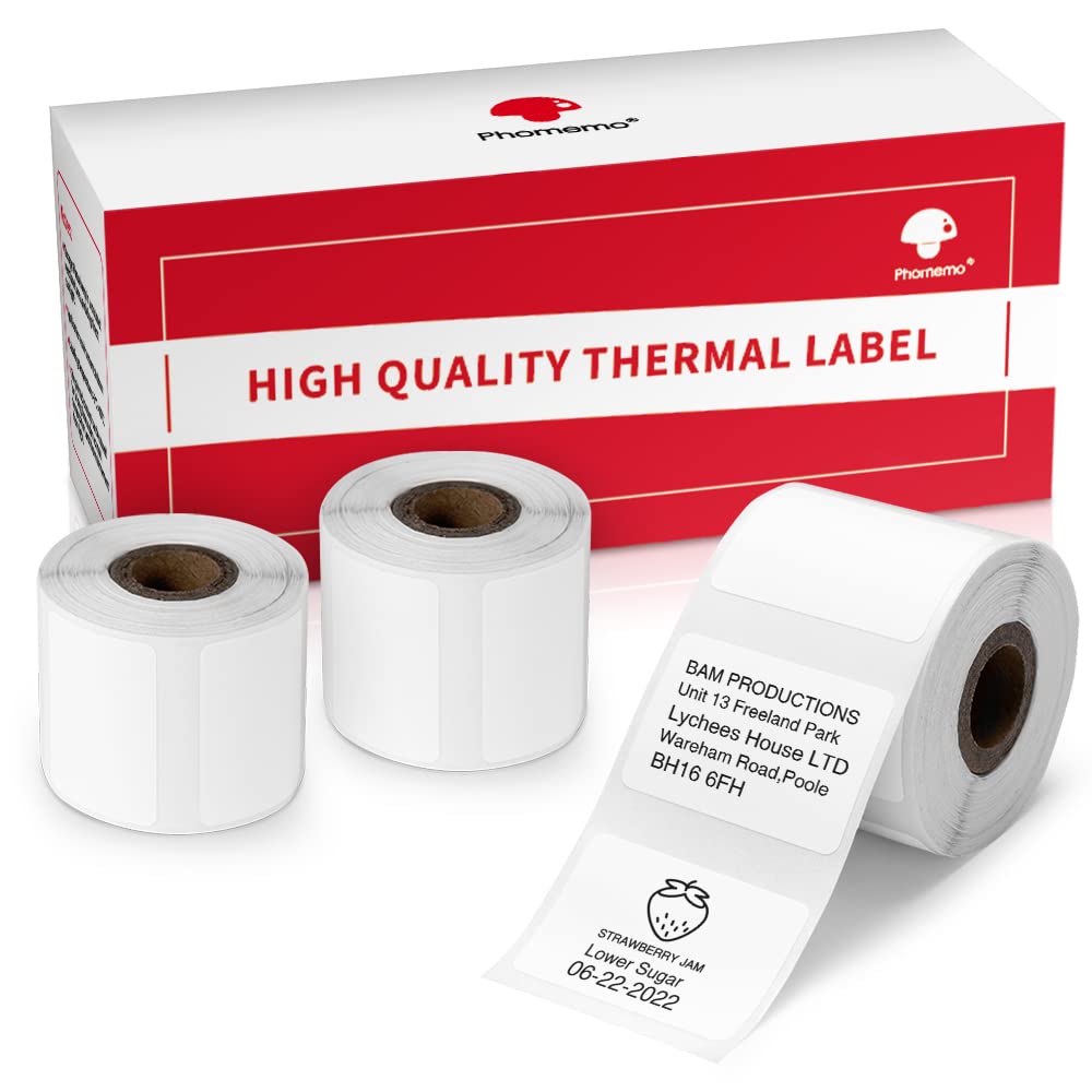 960 pcs Thermal Sticker Barcode Label Paper, Phomemo Multi-Purpose Self-Adhesive Tag for M110/M110S/M120/M200/M220 Label Maker Machine, 1.18'' x 0.78''(30X 20mm), 320 Labels/Roll, Black on White