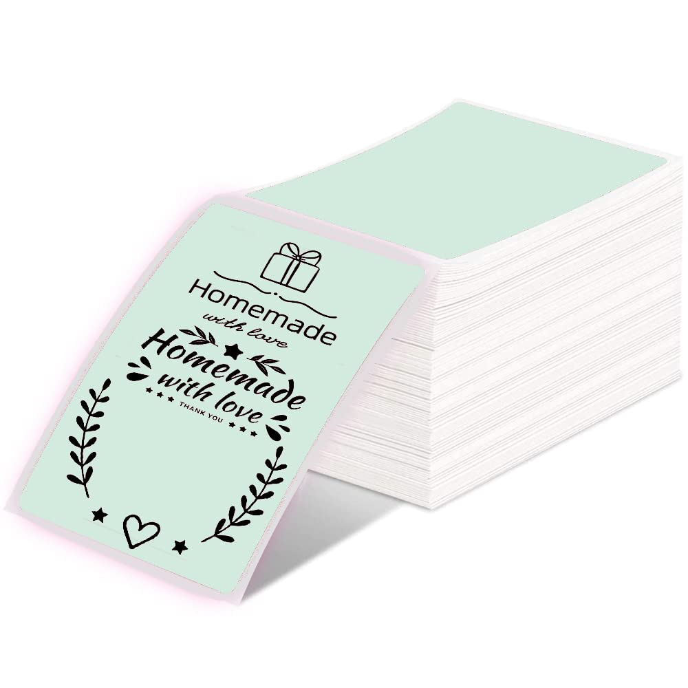 Phomemo 4x6 Thermal Label Printer Paper - 500 PCS 4''x6'' Fan-Fold Labels Green Shipping Supplies Labels - Water/Oilproof Label Stickers - Permanent Adhesive 4x6 Thermal Printer Labels Paper for Printer