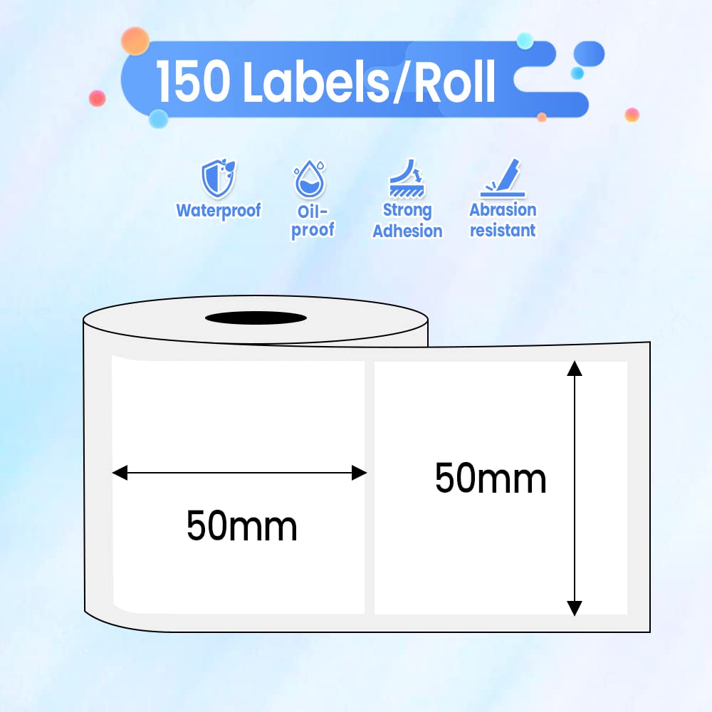 Phomemo Multifunctional, Square, Self-Adhesive Label, M110, M120, M200, M220, 50 x 50 mm, 150 Labels/Roll