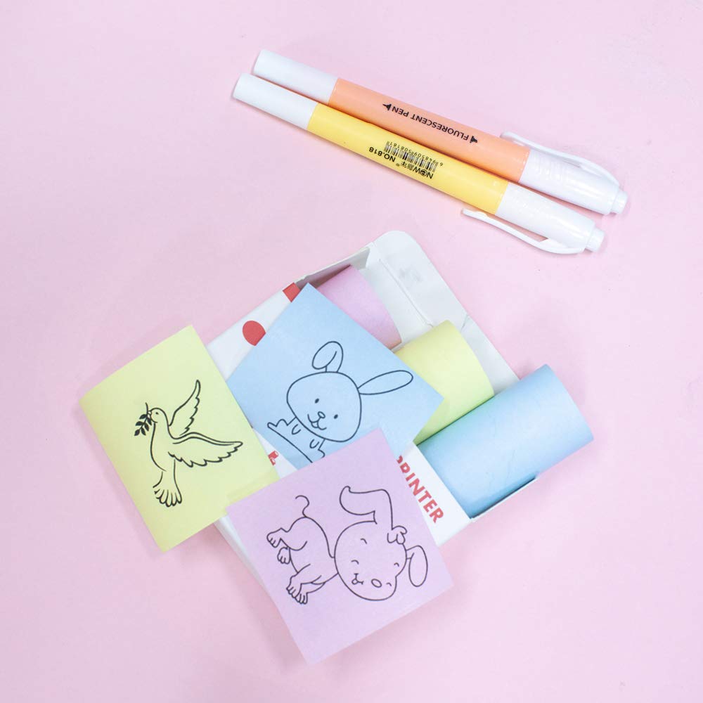 Phomemo Printer Paper - M02/M02Pro/M02S/M03/M03AS/M04S/M04AS Mini Sticker Printer Paper, Yellow/Pink/Blue Mini Bluetooth Pinter Paper - 53mm x 6.5m, Non-Sticky Sticker Paper, 3 Rolls