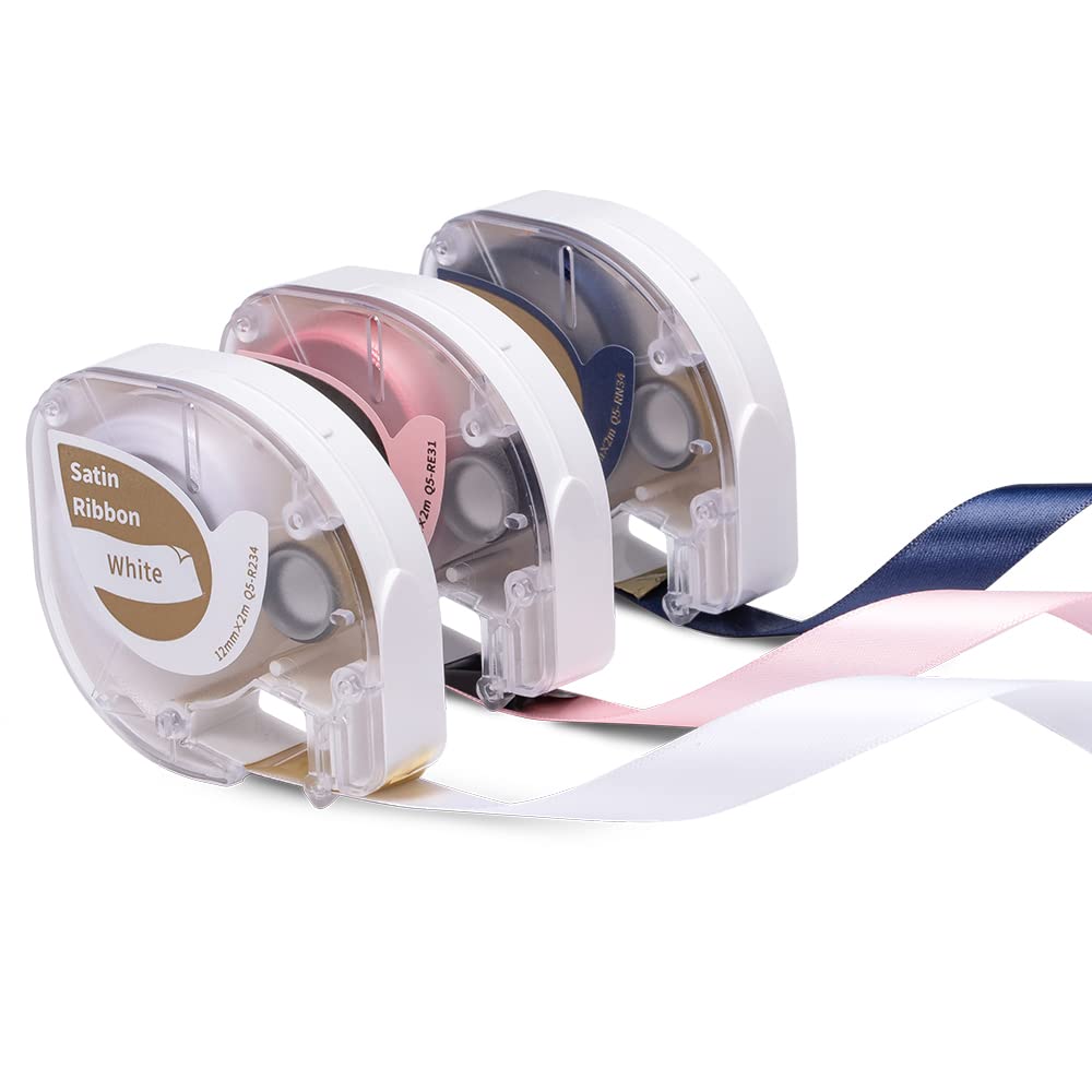 3x Phomemop12&P12-Pro Saten Kurdele Orijinal 12mm x 2m İpek Kurdele 3 Renk Q5-R234/RE31/RN34 Hediye Partisi için Saten Kurdele Hediye Şeridi, Phomemo P12 & P12 Pro Etiket Yazıcı için Düğün DIY Hediye Paketleme