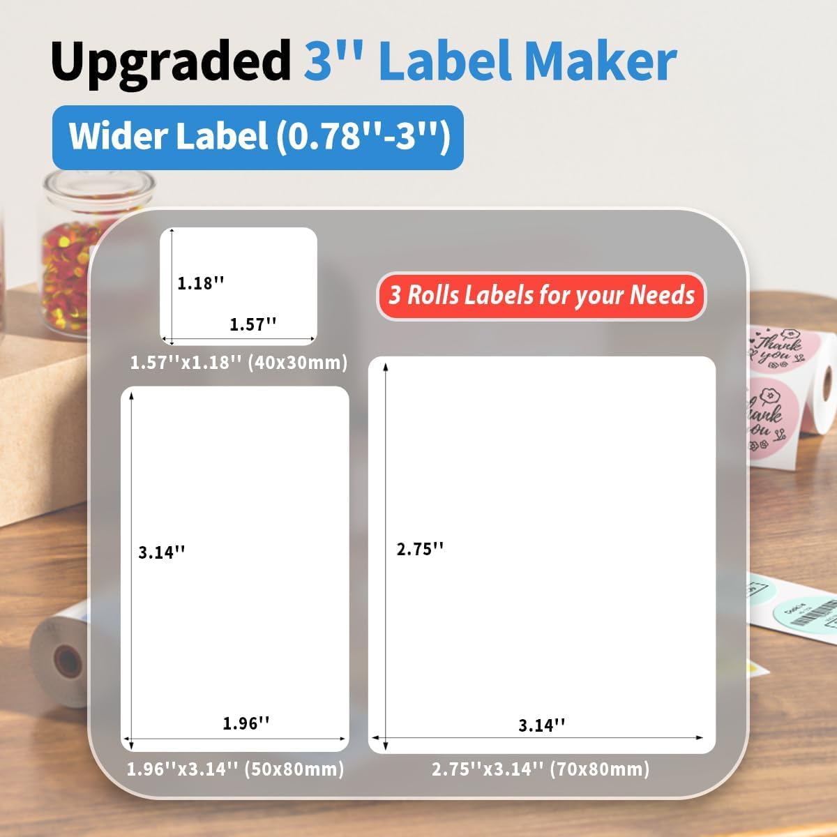 Phomemo Barcode Label Makers- M221 Label Printer 3 Inch Bluetooth Label Maker Machine with 3 Roll Label for Barcode, Address, Logo, Mailing, Stickers, Small Business, Home, Office, Blue