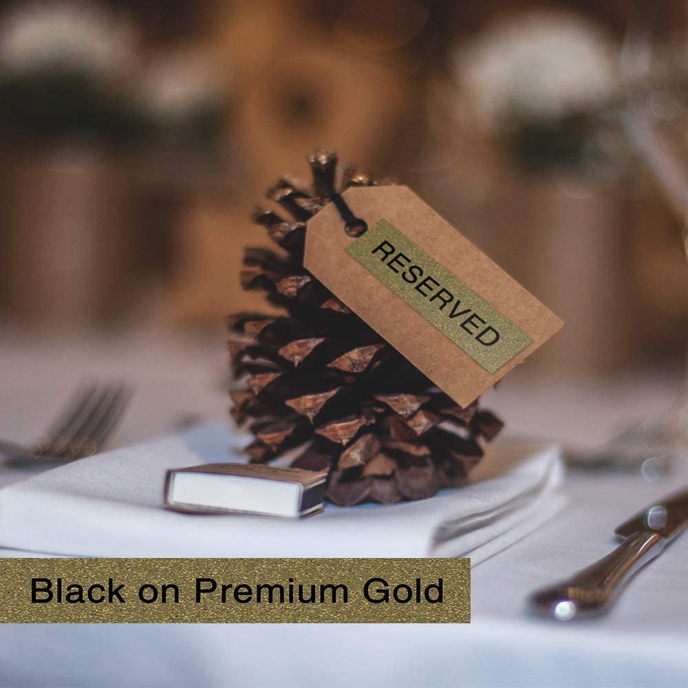Phomermo D30 Label Maker Tape, Black on Glitter Transparent Gold Label Sticker Thermal Paper Self-Adhesive Label Tape, Pre-Cut 14mm x 40mm (1/2''x11/2'') 160 Tapes/Roll, 3 Rolls