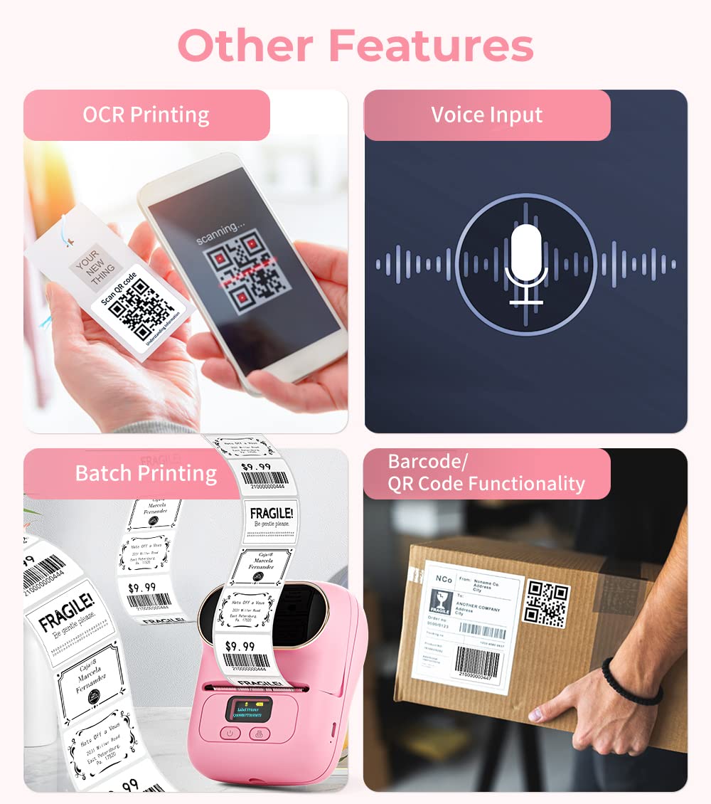 Label Maker Machine Phomemo M110, Label Printer for Small Business, Label Maker Machine with Tape for Barcode, Mailing, Clothing, Thermal Label Printer for Android & iOS, with 1 Roll Thermal Label