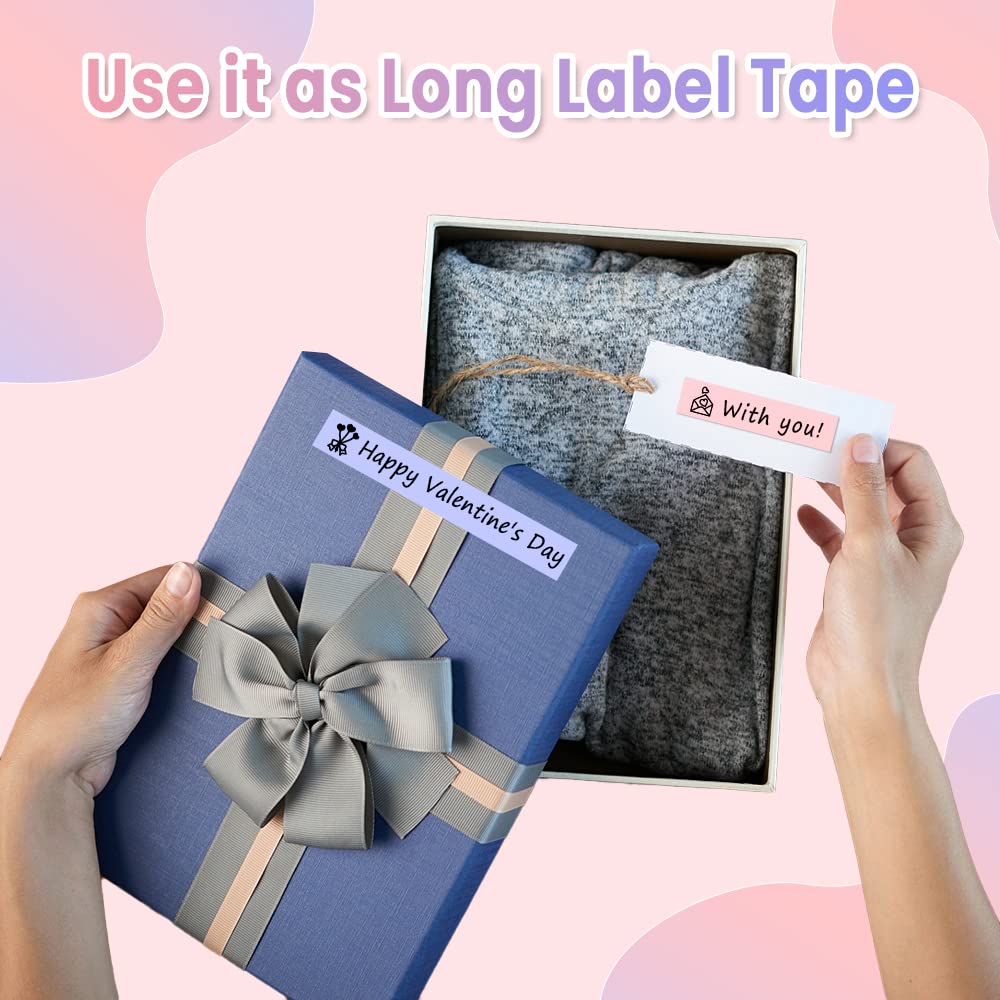 Phomemo D30 Continuous Label Tape - Purple Pink White Label Tape, 3 Rolls