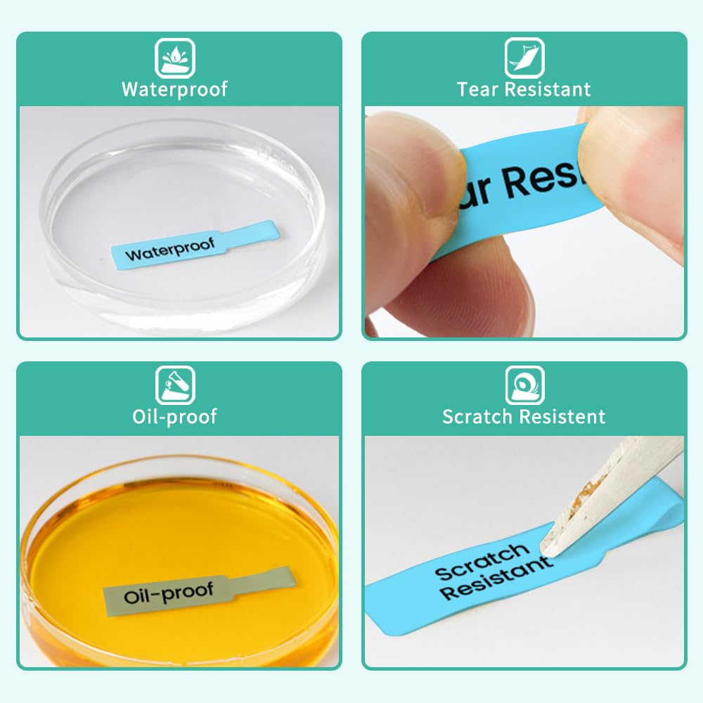 Phomemo-labels - M110 M120 M200 M220 M221-labels, kleverige sieradenlabels, waterdichte kabellabels, prijslabels, thermische labels, 25 mm x 38 mm + 40 mm, 100 labels / rol, blauw