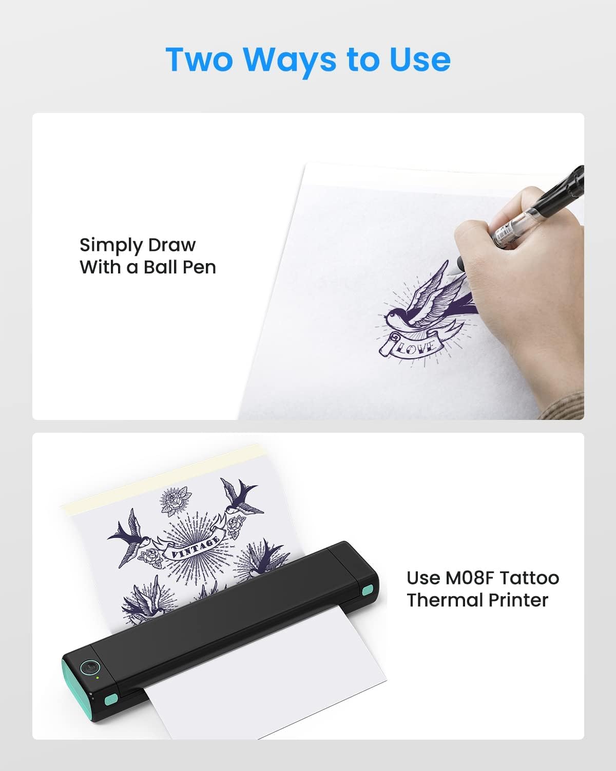 Phomemo 150 Sheets Tattoo Transfer Paper, Compatible with M08F/TP81/TP83 Printer & Tattoo Supplies, A4 Size Tattoo Stencil Paper for Tattooing