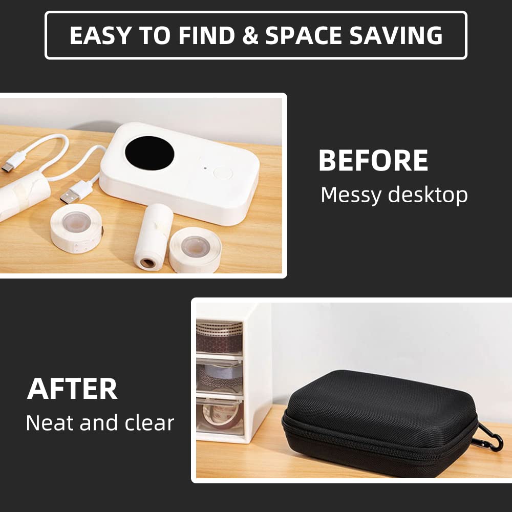 Phomemo D30 D35 Label Marker Black Case with 6 Rolls of Color Combo Set Label Tapes, Waterproof Storage Bag with Black on White Clear Starry Sky Label Tapes, Sticker Thermal Paper Self-Adhesive