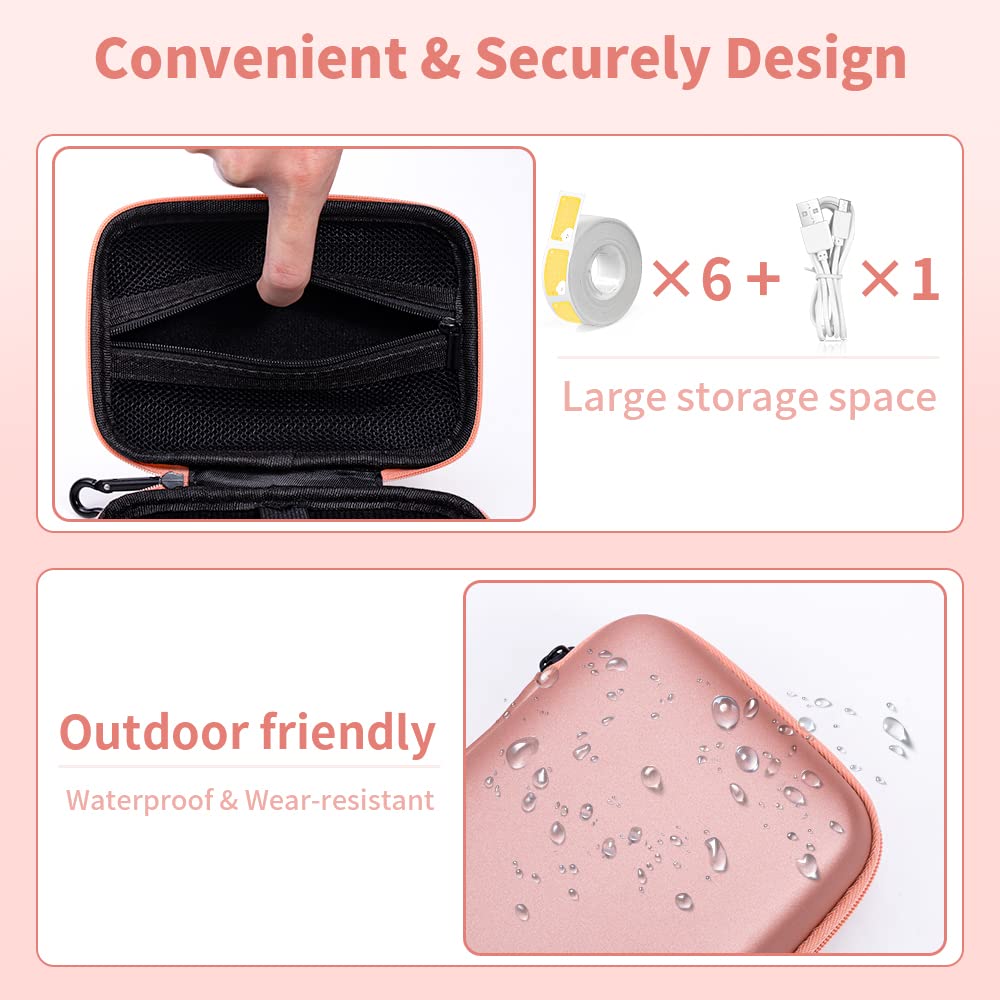 Phomemo D30 D35 Label Marker Case Compatible with NIIMBOT D11 SUPVAN E10/JADENS D110/Marklife P11 Label Printer, Carrying Bag Storage Holder for Mini Smart Label Maker Label Printer Hard Shell Bag
