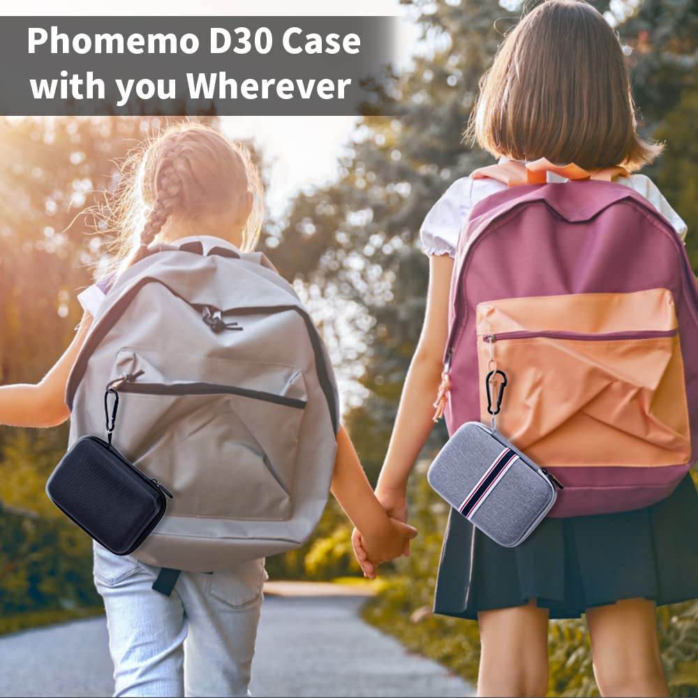 Phomemo D30 D35 Label Maker Machine Case Compatible with NiiMbot D11 D110 SUPVAN E10 Label Printer, Hard Carrying Container Storage Holder Organizer for Tape Roll, Charging Cable (Box Only)