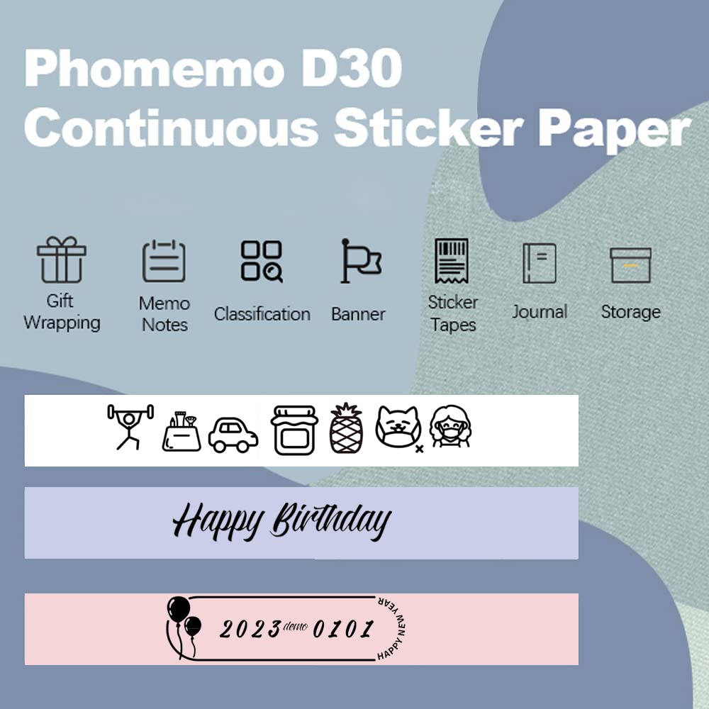 Phomemo D30 ci?g?a ta?ma etykietowa - fioletowa r¨®?owa bia?a ta?ma etykietowa, 3 rolki