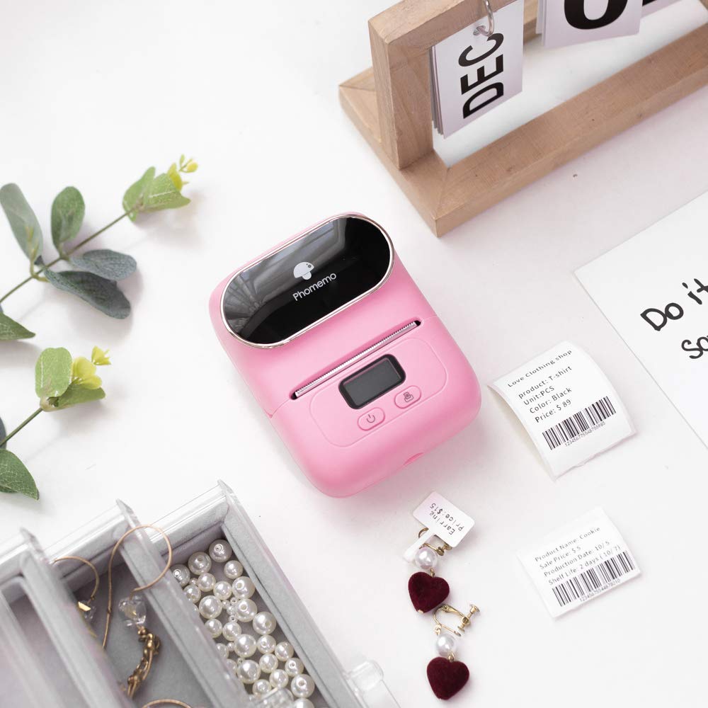 Label Printer - Phomemo-M110 Portable Bluetooth Thermal Mini Label Maker Machine, Sticker Maker, Barcode Printer, Apply to Labeling, Office, Cable, Retail, Compatible with Android & iOS System