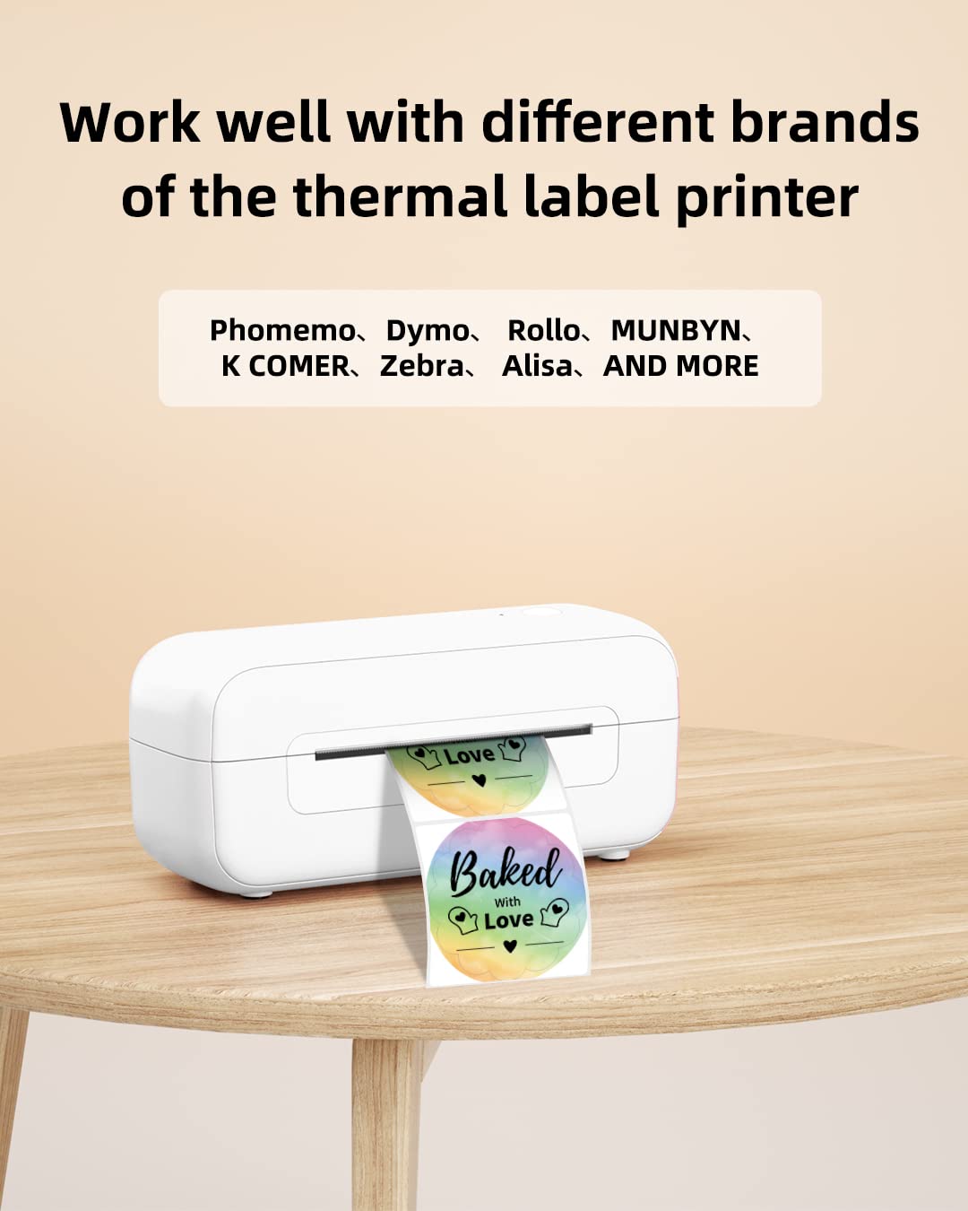 Phomemo 2'' Pattern Direct Thermal Labels, Self-Adhesive Thermal Stickers Labels, Thermal Printer Labels for Name Tag, Address, Logo Design, Shipping, DIY Design, QR Code, 500 / 1Roll