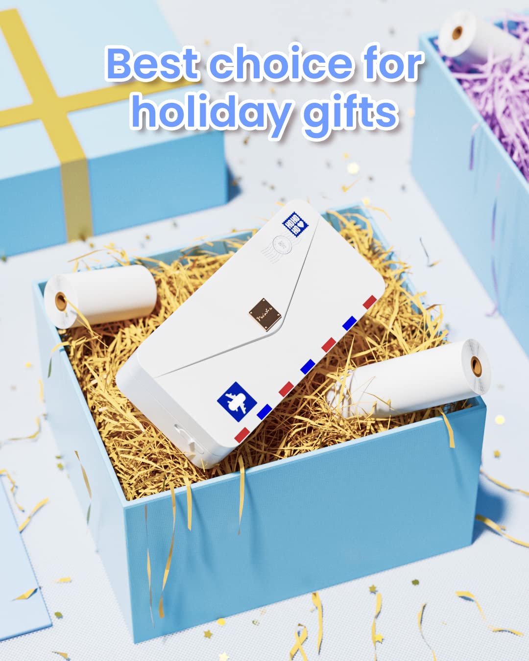 Phomemo Portable Thermal Printer M04AS 4 Inch Mini Sticker Printer Bluetooth Mobile Photo Printer, Support 15/53/80/110mm Printing Width, 300dpi, Suitable for Photos, Notes, Memo, Chritstmas Gift