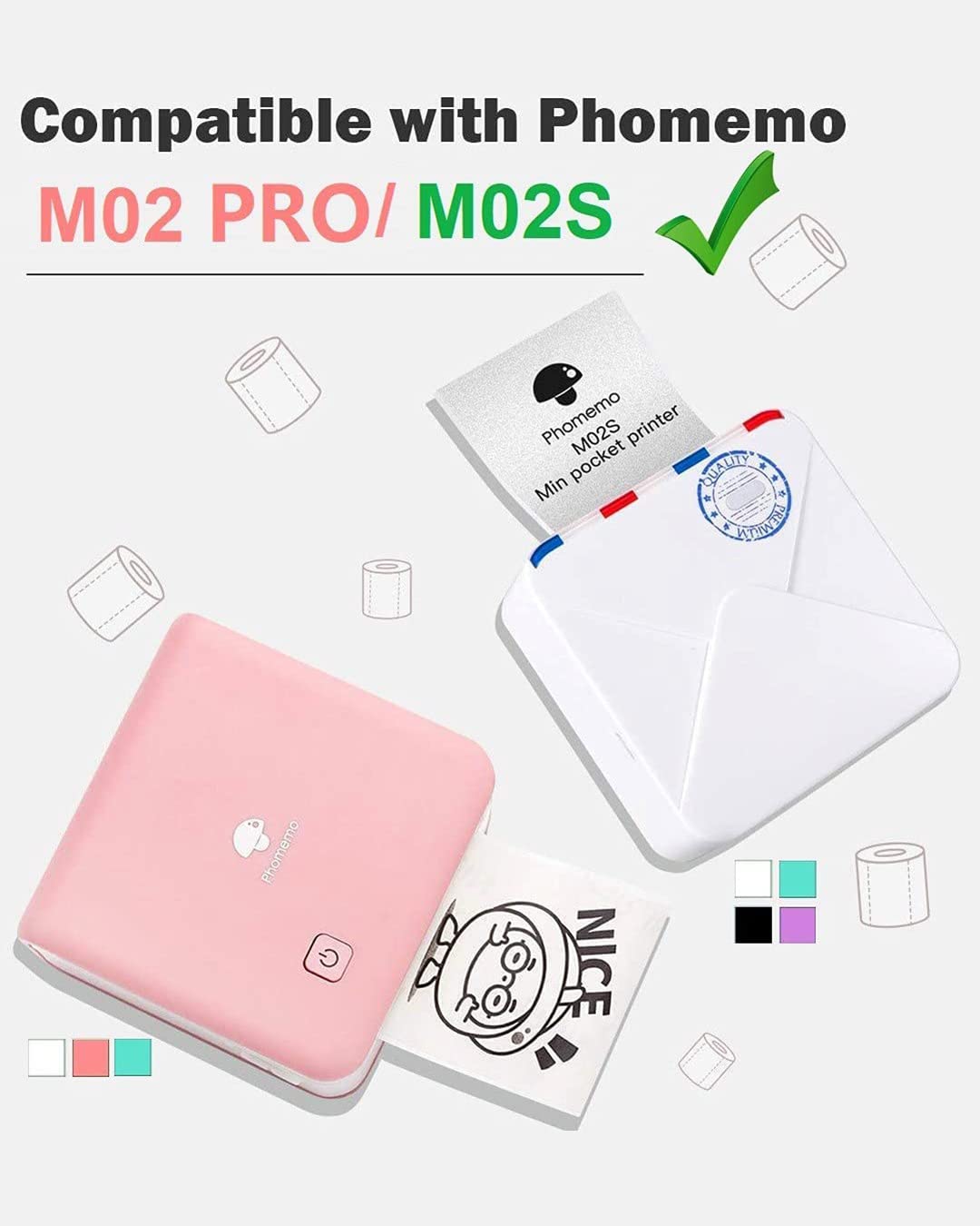 Phomemo - Ka??t M02S/M02Pro mini termal yaz?c?, beyaz bant (15 mm x 3,5 m, 3 rulo), ?effaf bant (15 mm x 3,5 m, 3 rulo), yar? ?effaf bant (25 mm x 2,5 m, 2 rulo)