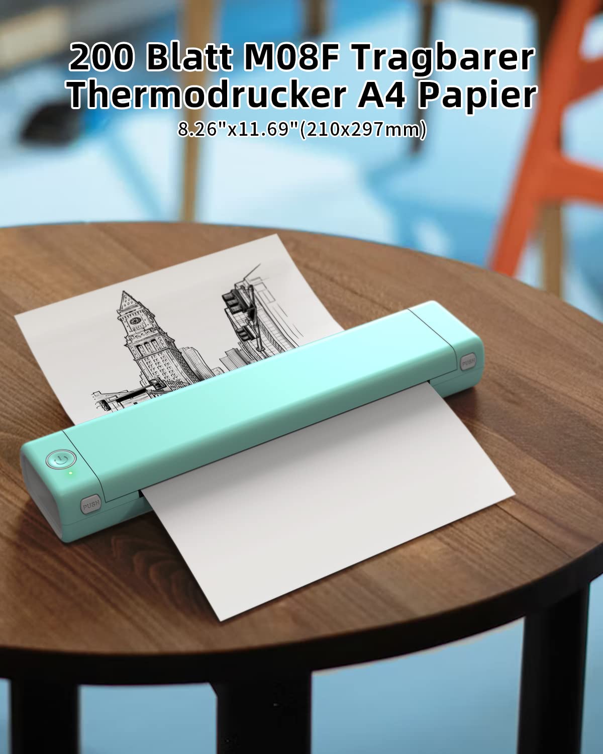 Phomemo Papel Térmico M08F A4 Compatible Con Phomemo M08F M832, Q302, M834, PJ762/PJ763MFi, MT800/MT800Q y Otras Impresoras Portátiles A4, Papel de Impresora M08F M832, 200 hojas
