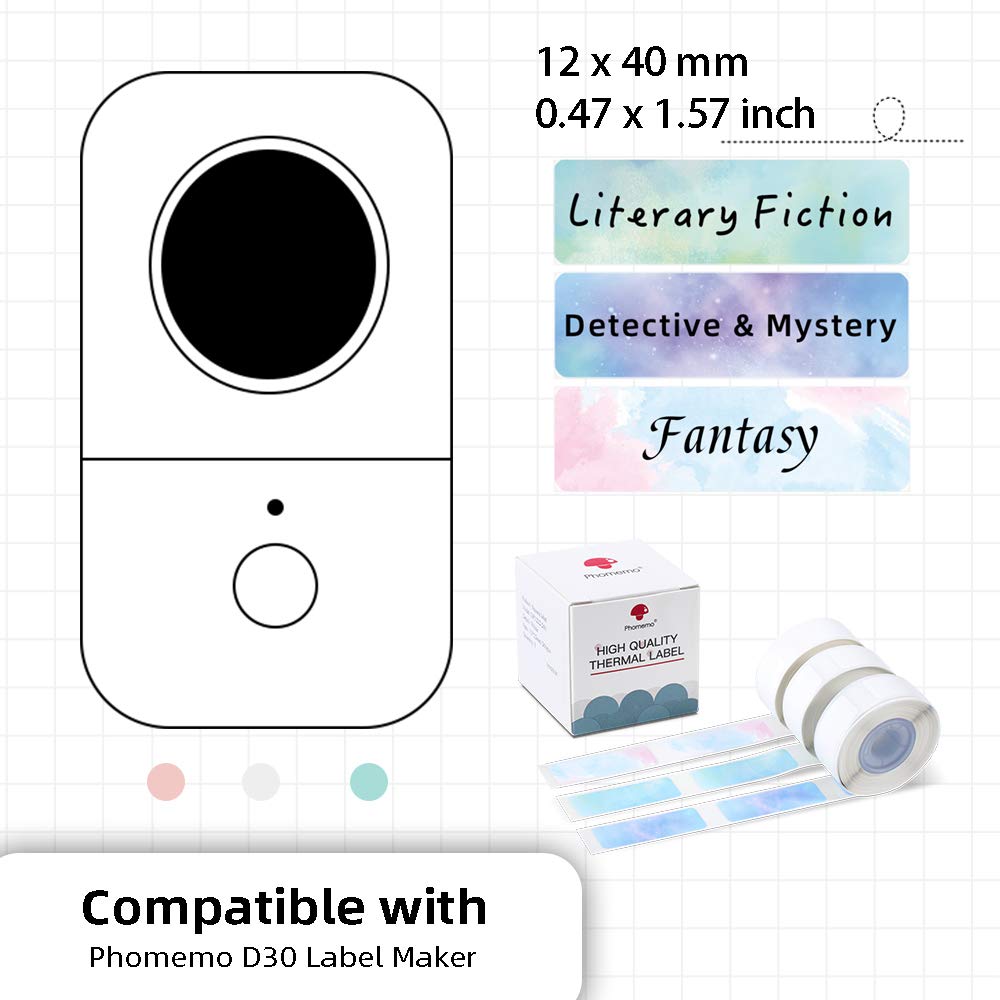 Phomemo D30 Adhesive Labels Star Pattern 12x40mm Printing Paper Tape For D30 Portable Thermal Label Machine
