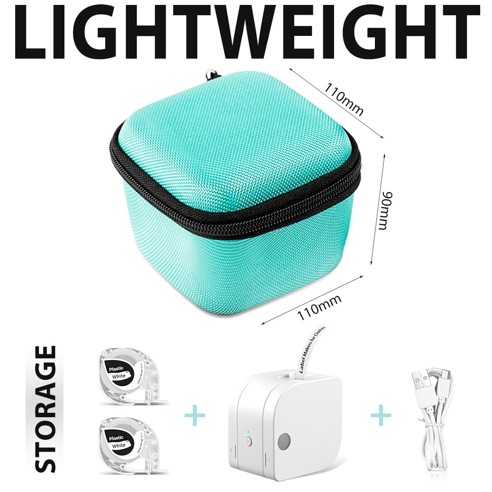Phomemo P12 Case, Label Maker Case for P12 & P12 Pro Label Maker, Carrying Bag Storage for P12 Label Maker & Label Tapes, Easily Store Your Printer with Mesh Pocket for Cable Accessories, Green