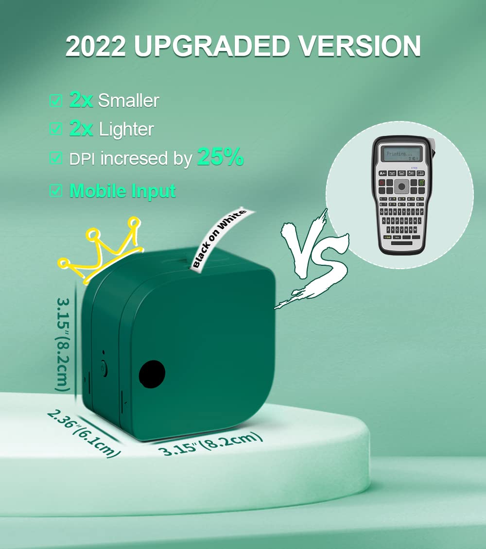 Phomemo P12 Mini stampante Bluetooth per etichette con nastro, dispositivo di etichettatura portatile, per casa, ufficio e piccole imprese, wireless Label Maker per iOS e Android Phone.