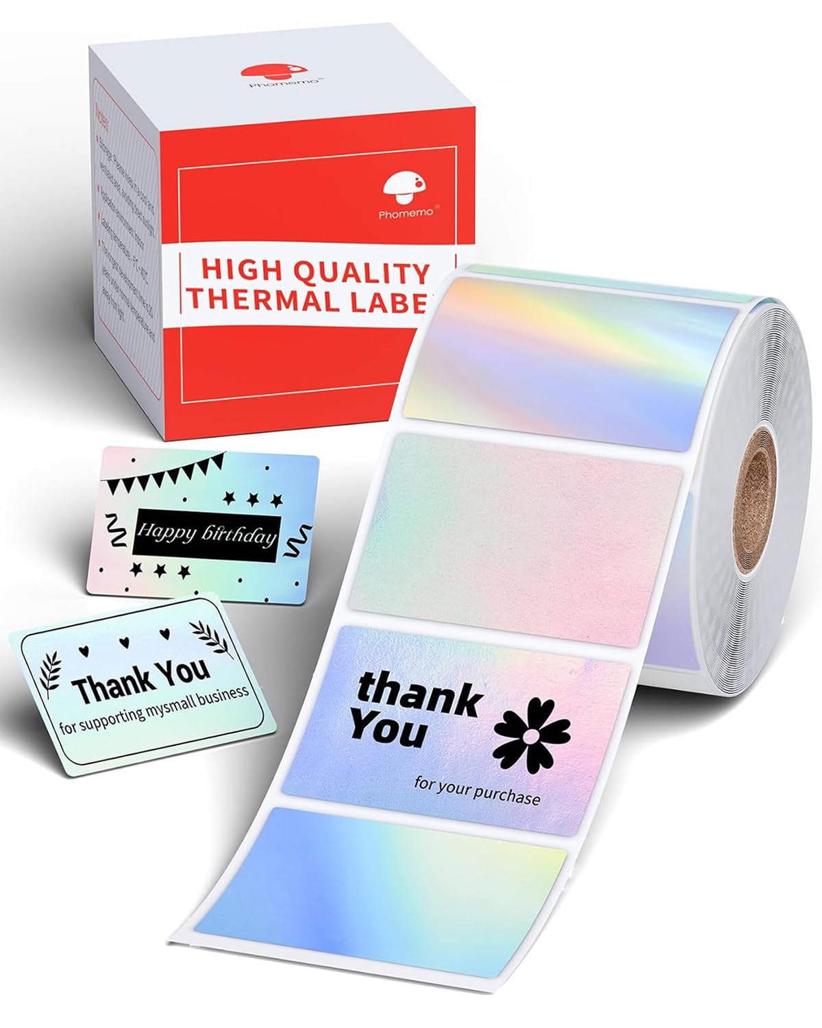 Phomemo-labels - M110 / M120 / M200 / M220 / M221 Thermische labels, zelfklevend thermisch stickerlabel voor prijs, naam, adres, logo, streepjescode, 40 mm x 30 mm, 230 labels / rol, holografisch