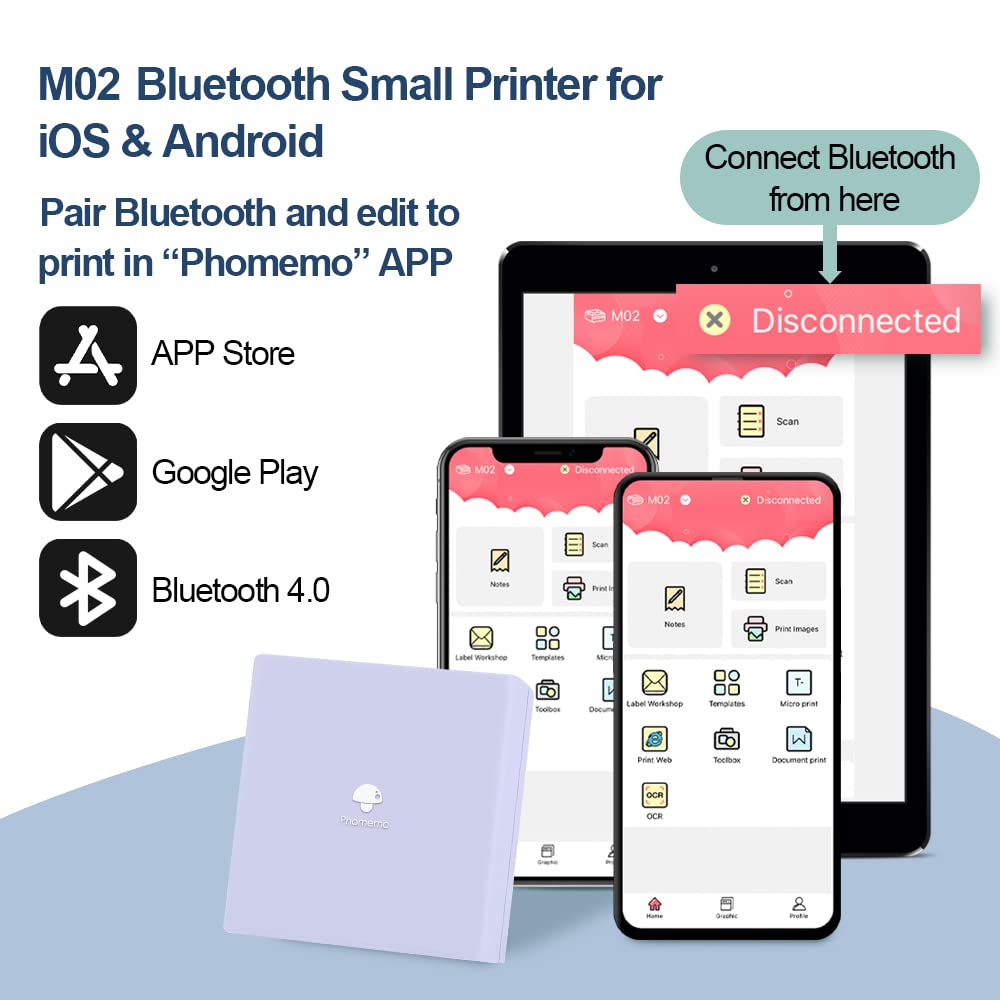 Phomemo Mini stampante portatile M02 – Stampante termica Bluetooth tascabile istantanea per telefono, compatibile con iOS 13.0 e Android 8.0 e superiori, per diario, studio, Natale, regalo per bambini