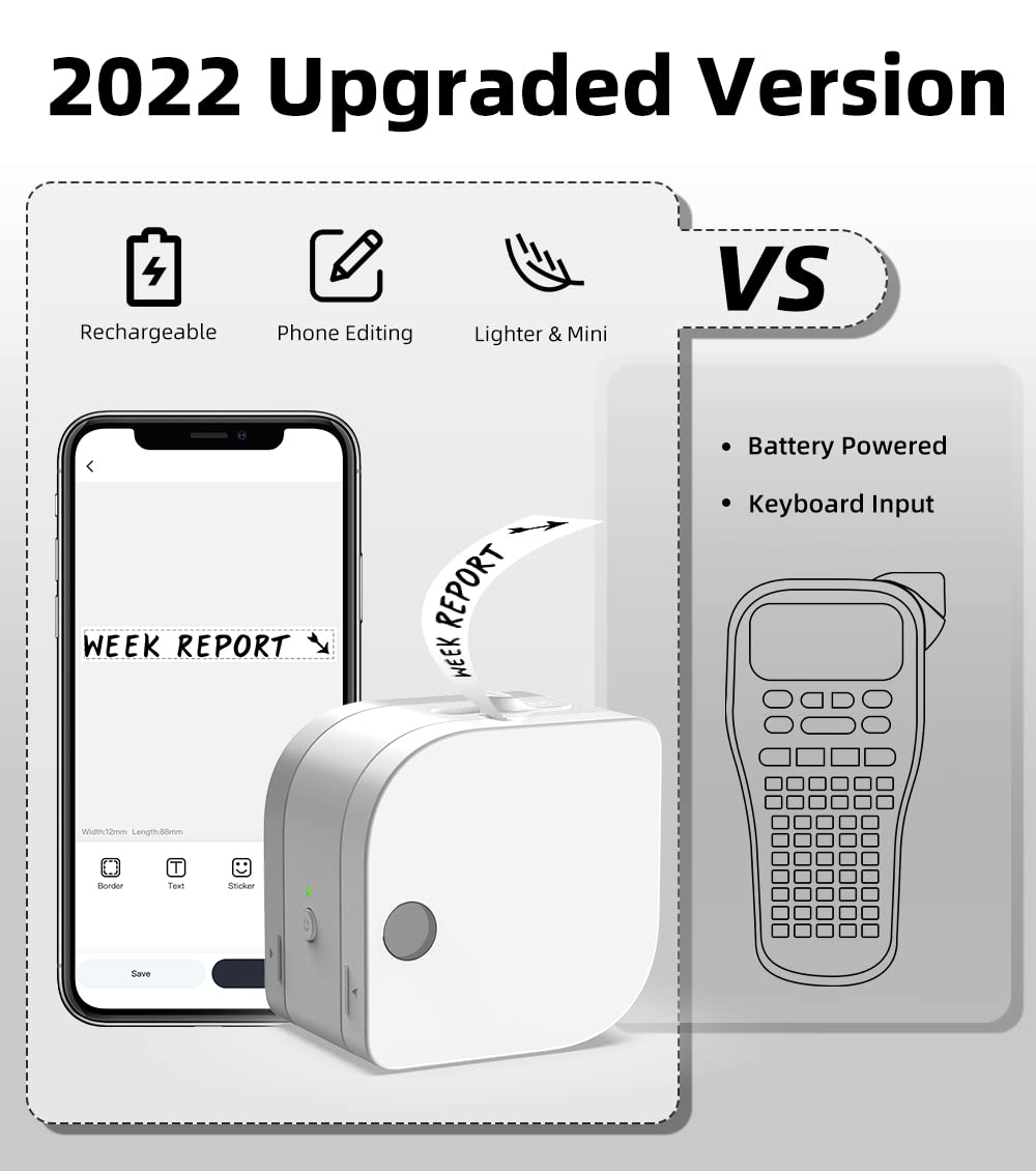 Phomemo P12 Pro Beschriftungsgerät Handgerät | Mini Bluetooth Etikettiergerät mit Etikettenband | USB aufladbares Thermo-Etikettendrucker für Zuhause & Büro | Labeldrucker für Android & iOS..