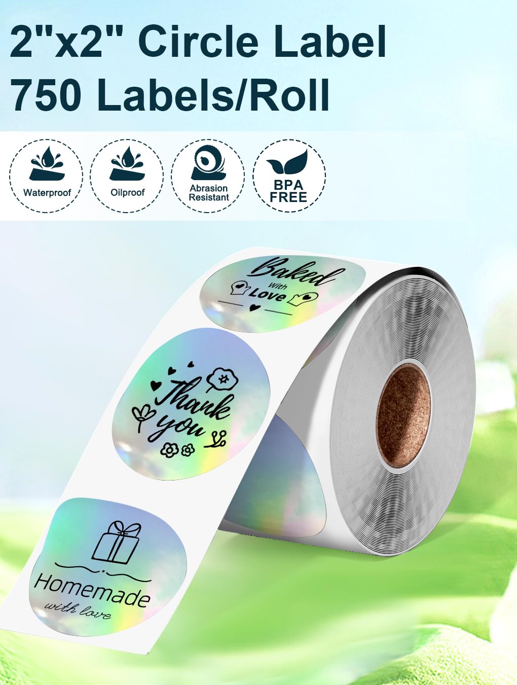 Phomemo Circle Labels- 2'' Thermal Round Laser Color Label for Barcode Label, DIY Logo Design, Small Business, Compatible with Most of Shipping Label Printers, 400pcs/Roll
