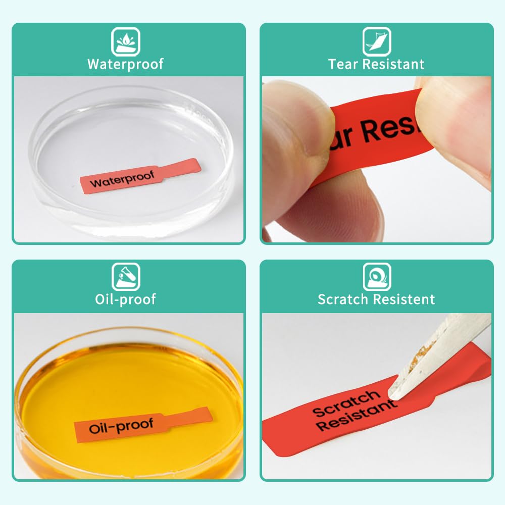 Phomemo-labels - M110 M120 M200 M220 M221-labels, kleverige sieradenlabels, waterdichte kabellabels, prijslabels, thermische labels, 25 mm * 38 mm + 40 mm, 100 labels / rol, rood