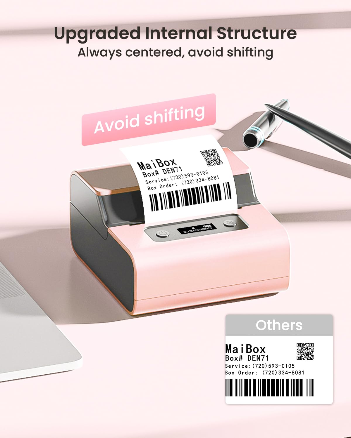 Phomemo New M221 Label Printer, Flagship 3'' Bluetooth Thermal Portable Label Maker - for Address, Barcode, Small Business, Office, Home for Phone, PC/Mac, with 3pack Most Used Labels, Baby Pink