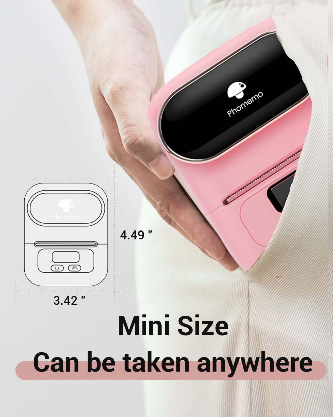 Label Printer - Phomemo-M110 Portable Bluetooth Thermal Mini Label Maker Machine, Sticker Maker, Barcode Printer, Apply to Labeling, Office, Cable, Retail, Compatible with Android & iOS System