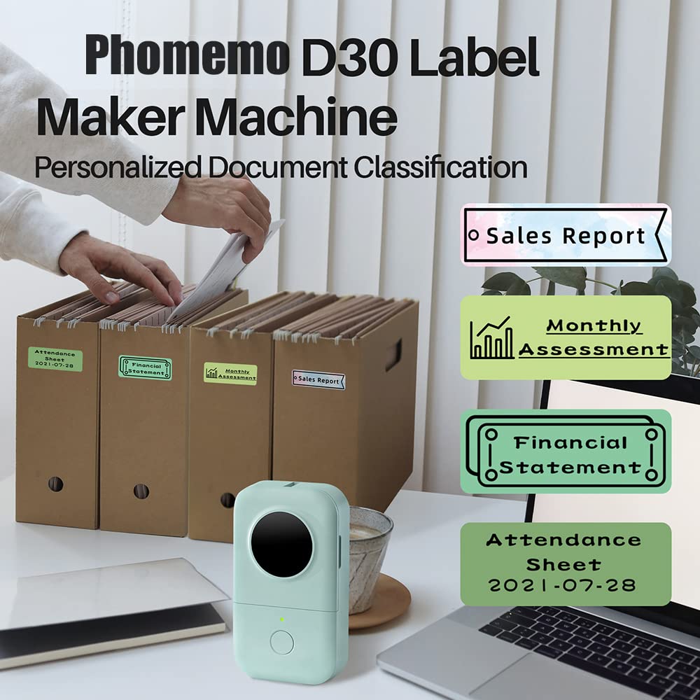 Phomemo D30 Etiket Yap?c?-1 Click Print Etiket Makinesi Termal Etiket Yaz?c? Ta??nabilir 6-15 mm ?nceden Kesilmi? ??kartma Yaz?c? iOS Android ile Uyumlu ?? Ev Ofis i?in, Ye?il