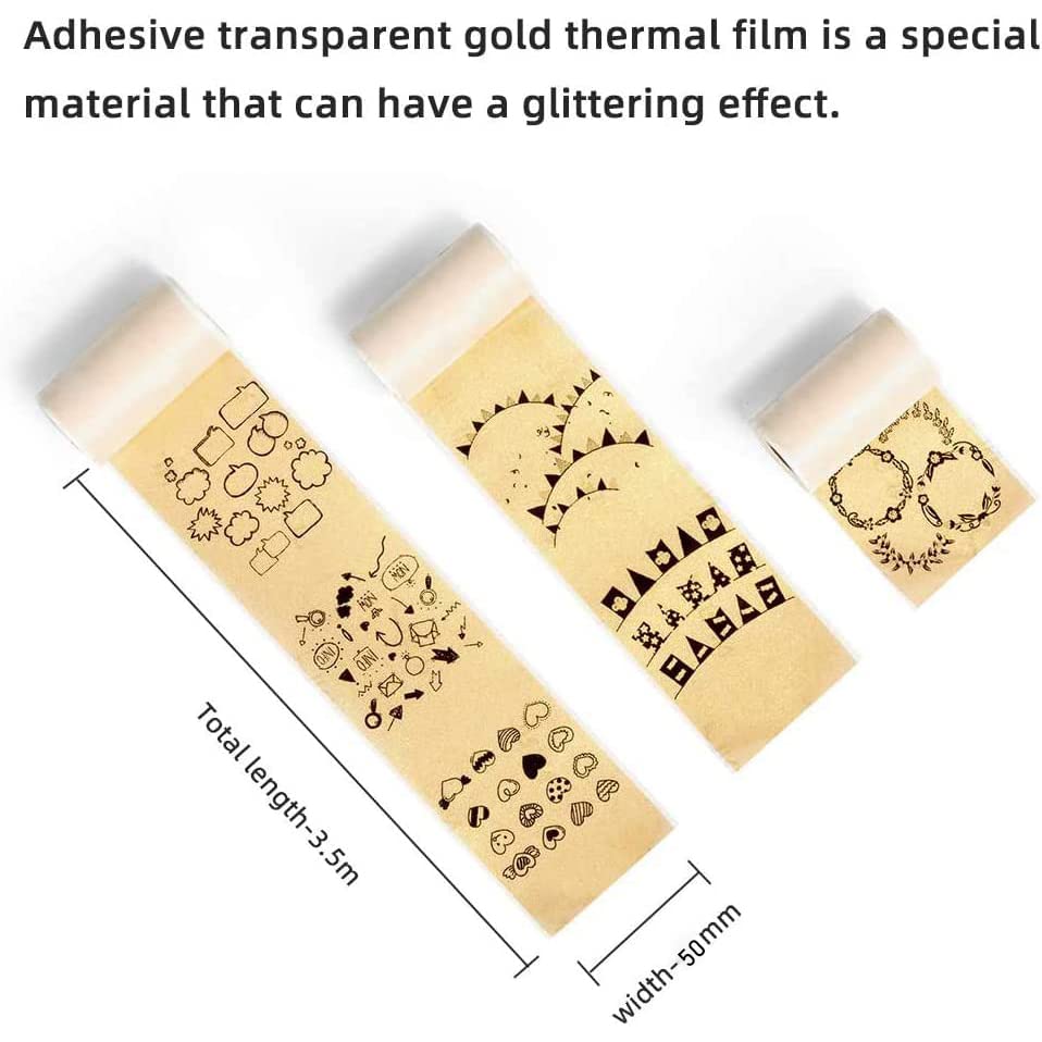 Phomemo Printer Paper - M02/M02Pro/M02S/M03/M03AS/M04S/M04AS Mini Sticker Printer Paper, Gold Mini Pocket Pinter Paper - 50mm x 3.5m Self-Adhesive Sticker Paper, 3 Rolls