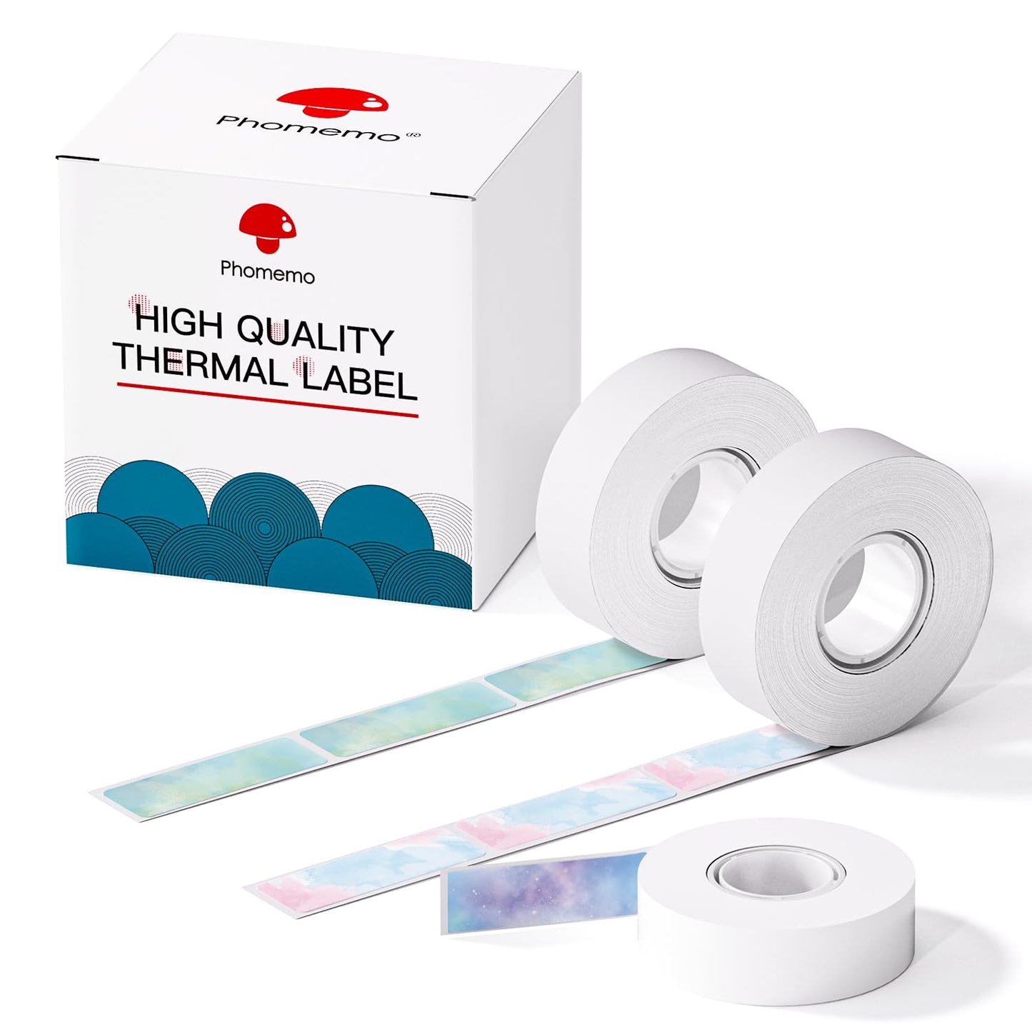 Phomemo D30 Adhesive Nebula/Galaxy Series Pattern Paper 1/2'' X 1 1/2'' (12mm X 40mm) 160 Labels/Roll, 3 Roll, for Christmas Home Office School Organization, Gift, Compatible with D30 Label Maker