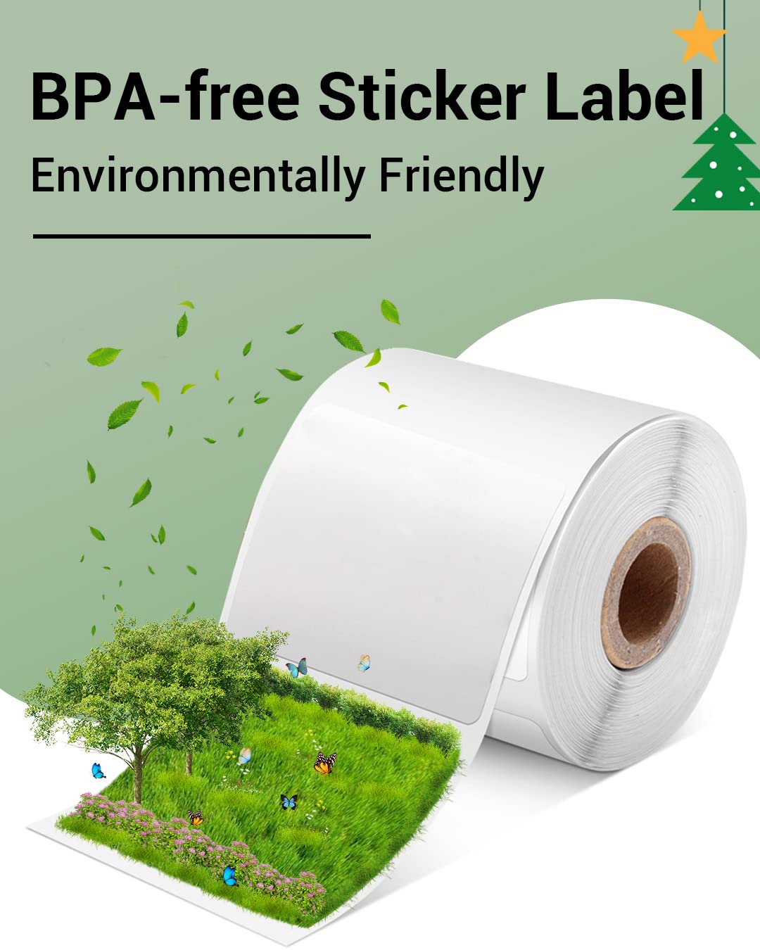 Phomemo, M110-etiketten voor M110/M110/M120/M200/M221 labelprinter, multifunctionele labels, 40 x 30 mm, 230 etiketten/rol, thermo-etiket voor barcode, doe-het-zelf-logo, thuis, kantoor, lichtgroen