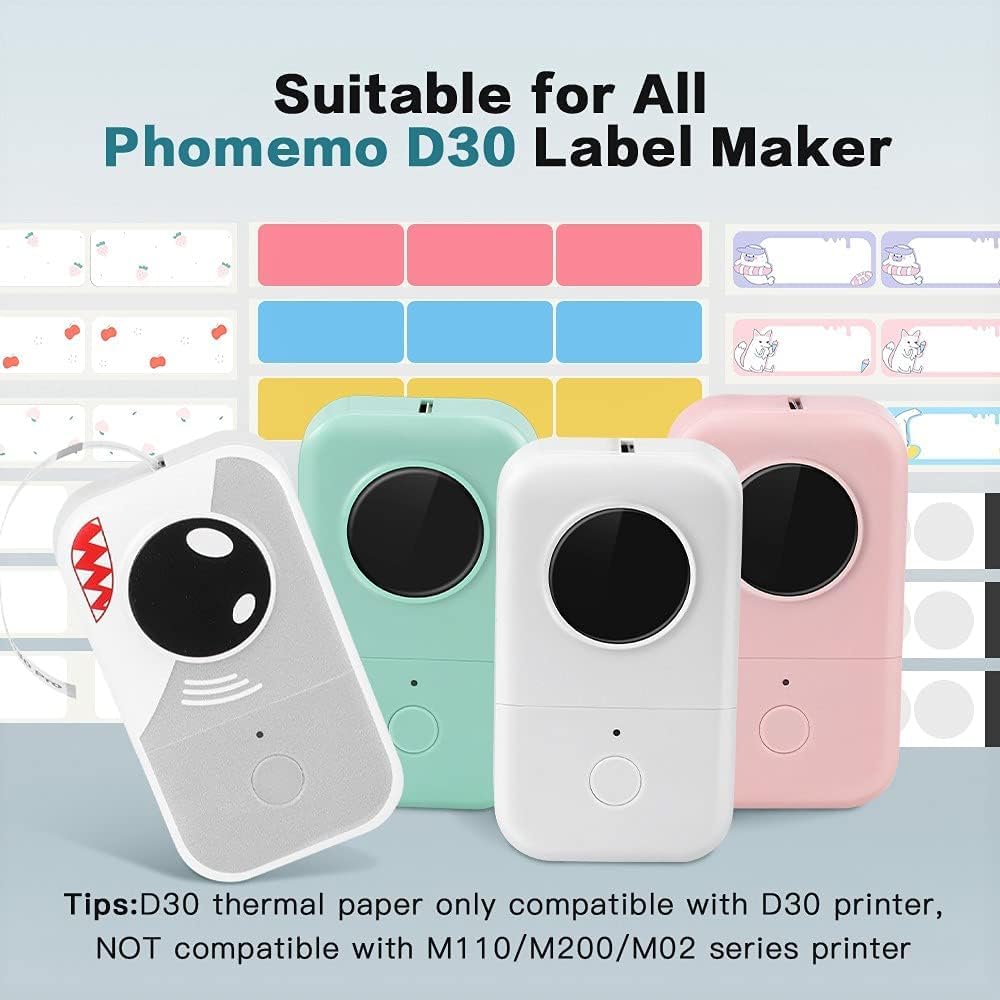 Phomemo D30 3 Roll Adhesive Mistery Pattern Label Paper 0.55'' X 1.96'' (14mm X 50mm) for Home Office School Organization, Gift, 130 Labels for Each Roll